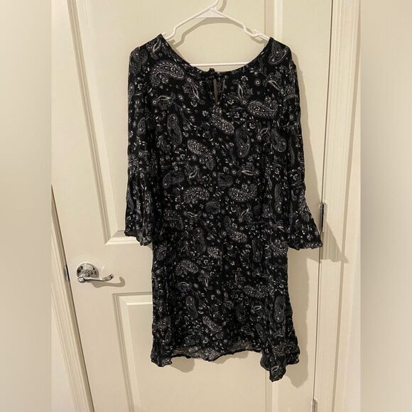 Paisley Pattern Dress with Bell Sleeves - Picture 1 of 6